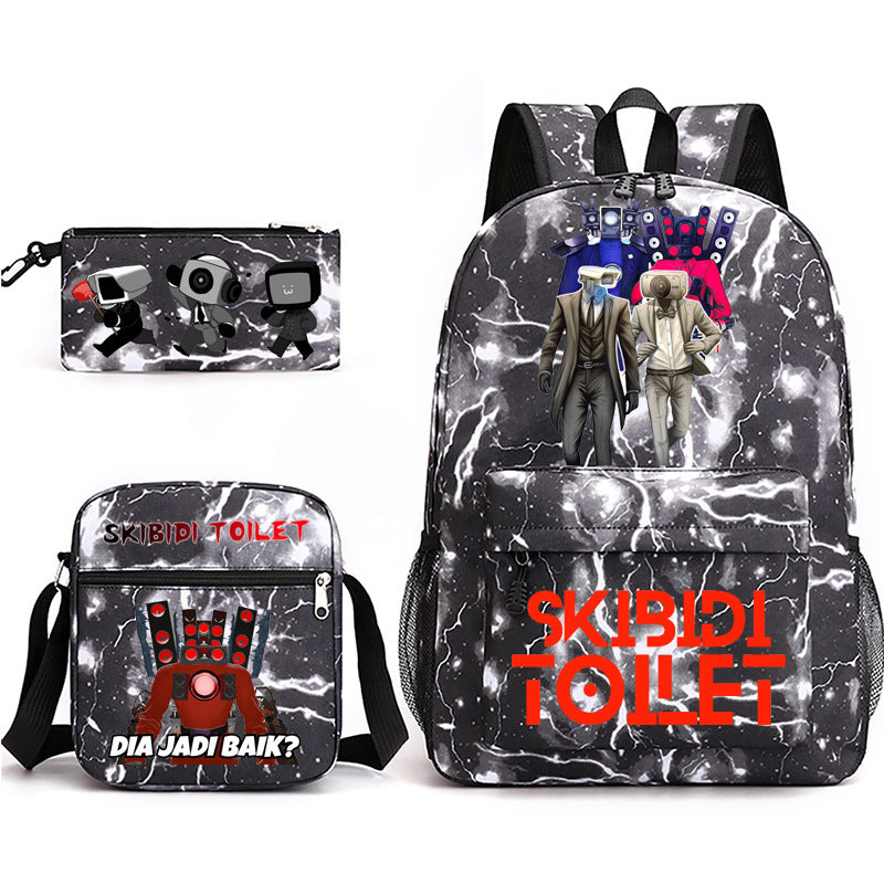 Game Skibidi Toilet Schoolbag Backpack Shoulder Bag Pencil Bag Set Gift for Kids Students