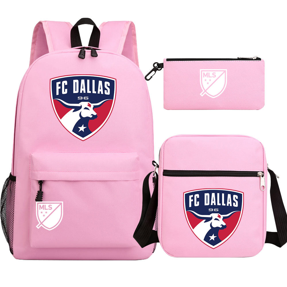 Dallas Soccer Printed Schoolbag Backpack Shoulder Bag Pencil Bag 3pcs set for Kids Students