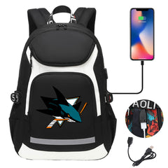 San Jose Sharks Nashville Predators Calgary Flames St. Louis Blues Minnesota wild USB Charging Backpack School Notebook Travel Bags