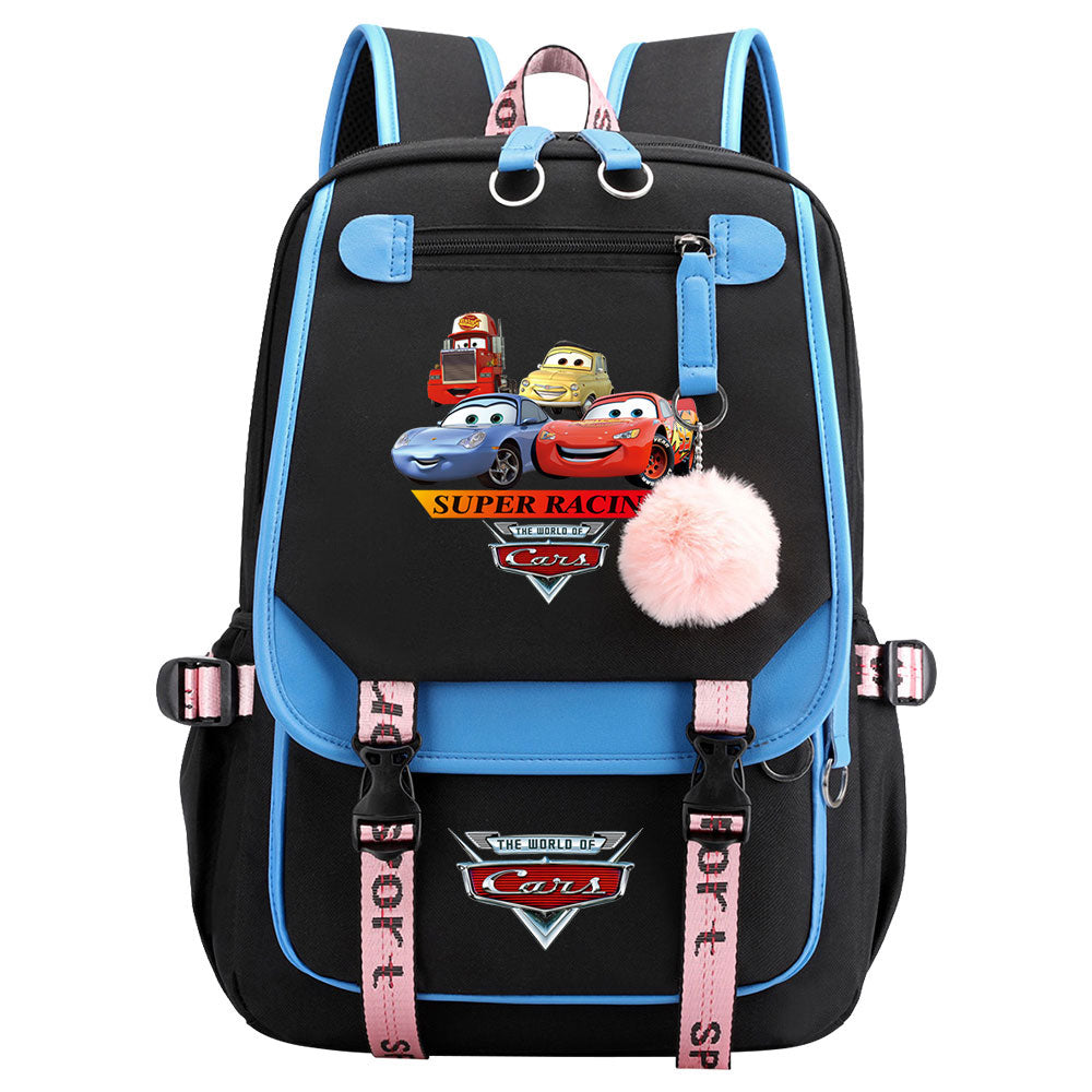 Cars Lightning Waterproof Backpack School Notebook Travel Bags USB Charging