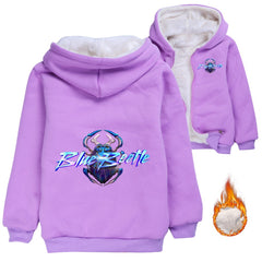 Blue Beetle Sherpa Lined Hoodie Fleece Sweatshirt Full Zip Hooded Jacket for Kids