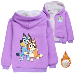 Blue Heeler Bingo Sherpa Lined Hoodie Fleece Sweatshirt Full Zip Hooded Jacket for Kids