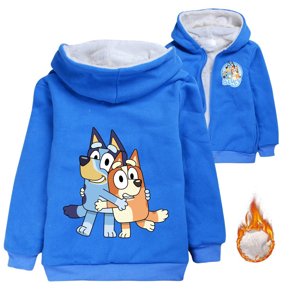 Blue Heeler Bingo Sherpa Lined Hoodie Fleece Sweatshirt Full Zip Hooded Jacket for Kids