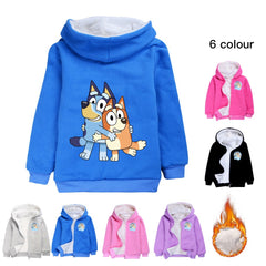 Blue Heeler Bingo Sherpa Lined Hoodie Fleece Sweatshirt Full Zip Hooded Jacket for Kids