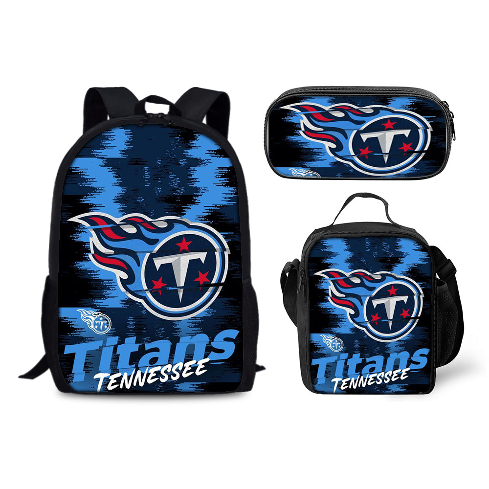 Tennessee Titans Football Team Backpack Schoolbag Lunch Bag Pencil Bag for Kids Students 3PCS