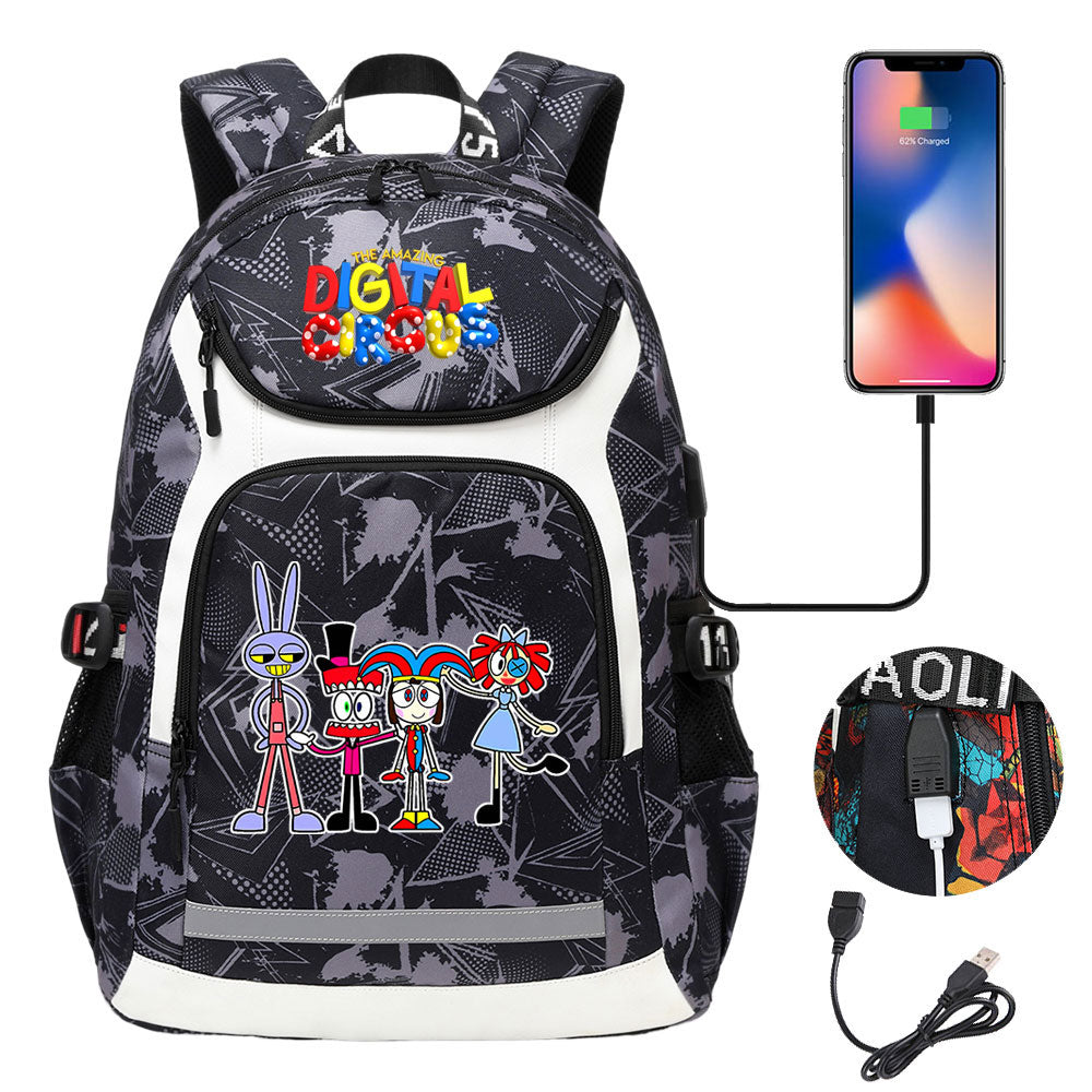 The Amazing Digital Circus USB Charging Backpack School Notebook Travel Bags