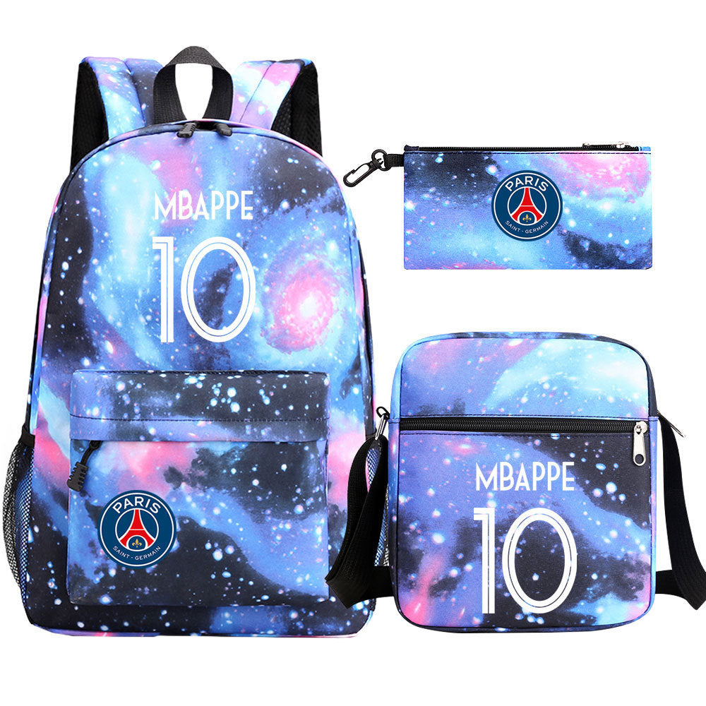 Football Paris Mbappe Schoolbag Backpack Shoulder Bag Pencil Bag Set Gift for Kids Students