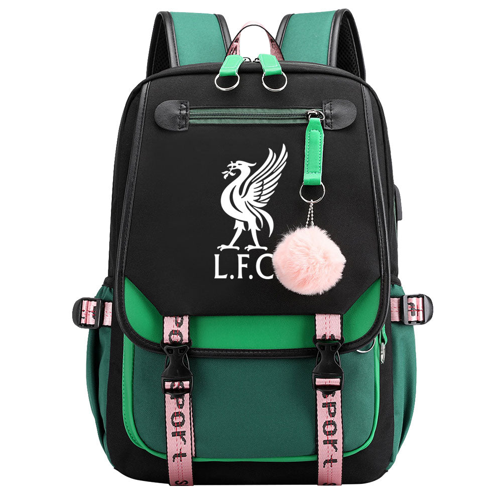 Liverpool Football Club Waterproof Backpack School Notebook Travel Bags USB Charging
