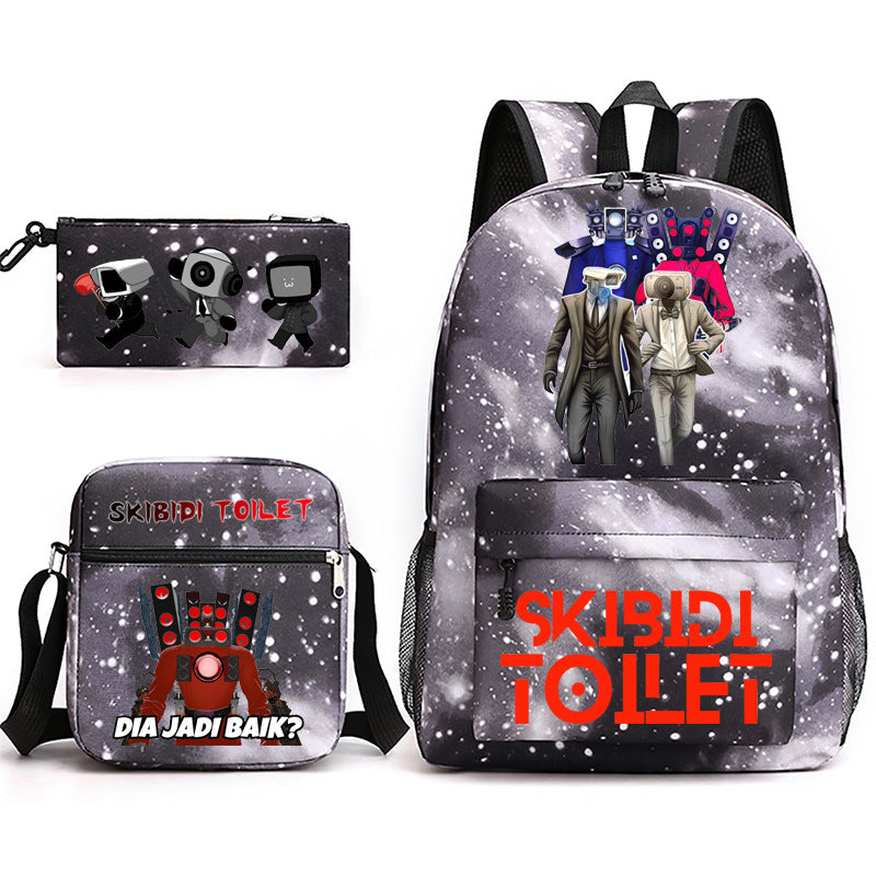 Game Skibidi Toilet Schoolbag Backpack Shoulder Bag Pencil Bag Set Gift for Kids Students