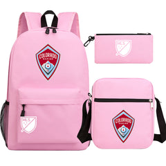 Colorado Soccer Rapids Printed Schoolbag Backpack Shoulder Bag Pencil Bag 3pcs set for Kids Students