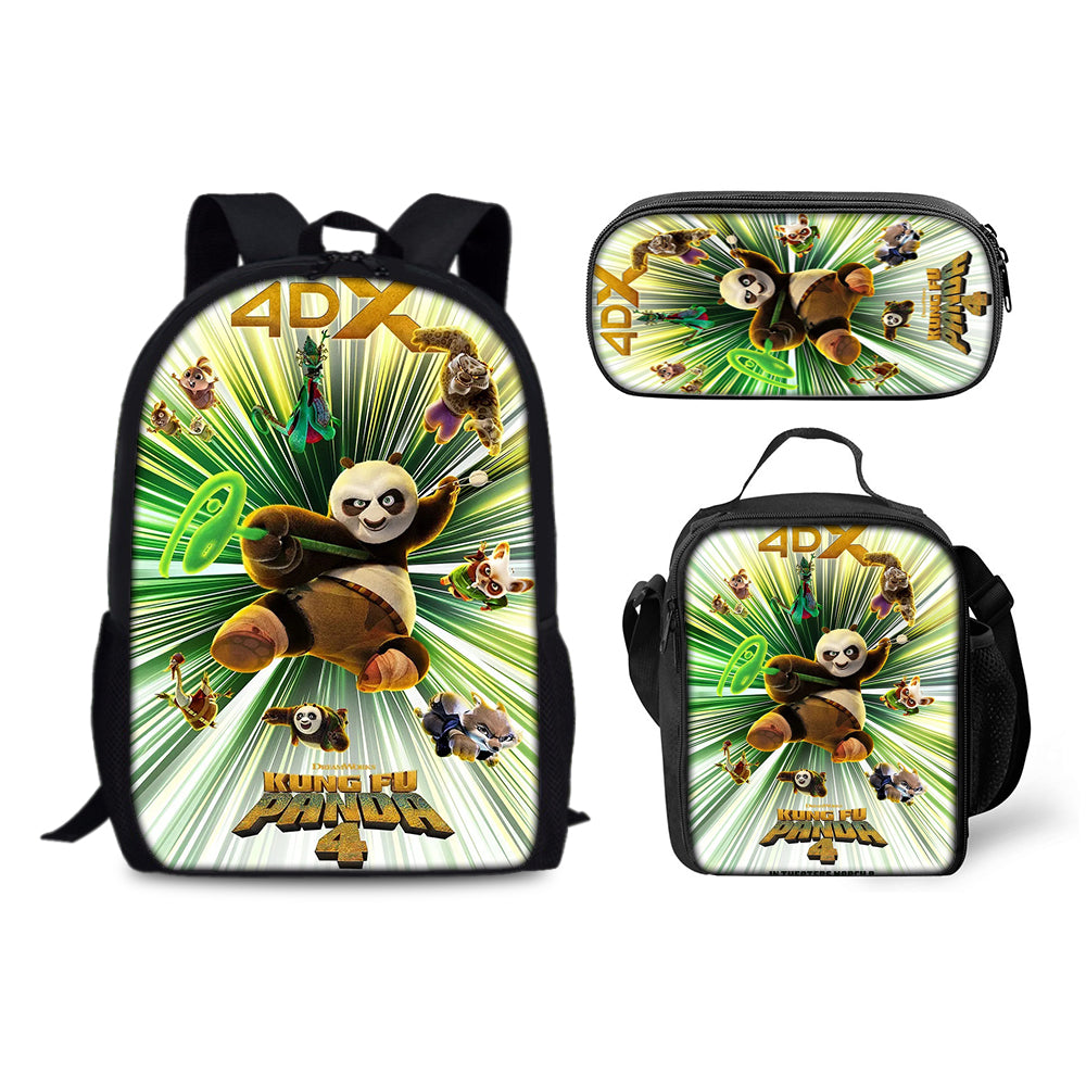 Kung Fu Panda Backpack Schoolbag Lunch Bag Pencil Bag for Kids Students 3PCS