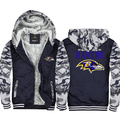 Baltimore  Football Ravens  Unisex Lined Hoodie Fleece Sweatshirt Full Zipper Hooded Thicken Jacket
