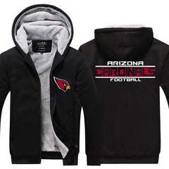 Arizona Football Team Cardinals Unisex Lined Hoodie Fleece Sweatshirt Full Zipper Hooded Thicken Jacket