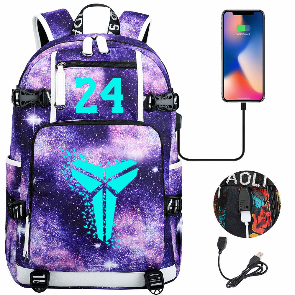 Kobe Black Mamba Curry Bucks Antetokounmpo USB Charging Backpack School Notebook Travel Bags Basketball Bag