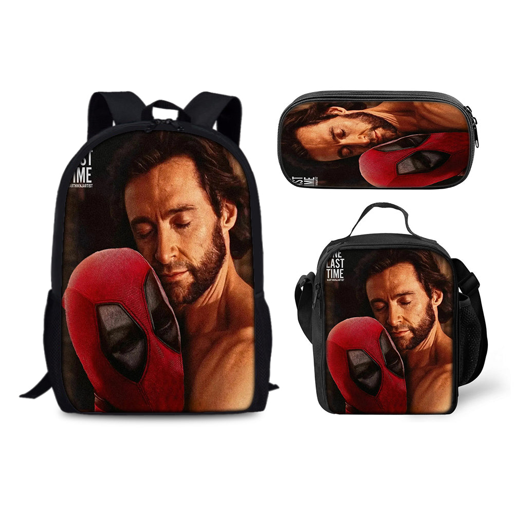 Deadpool and Wolverine Backpack Schoolbag Lunch Bag Pencil Bag for Kids Students 3PCS