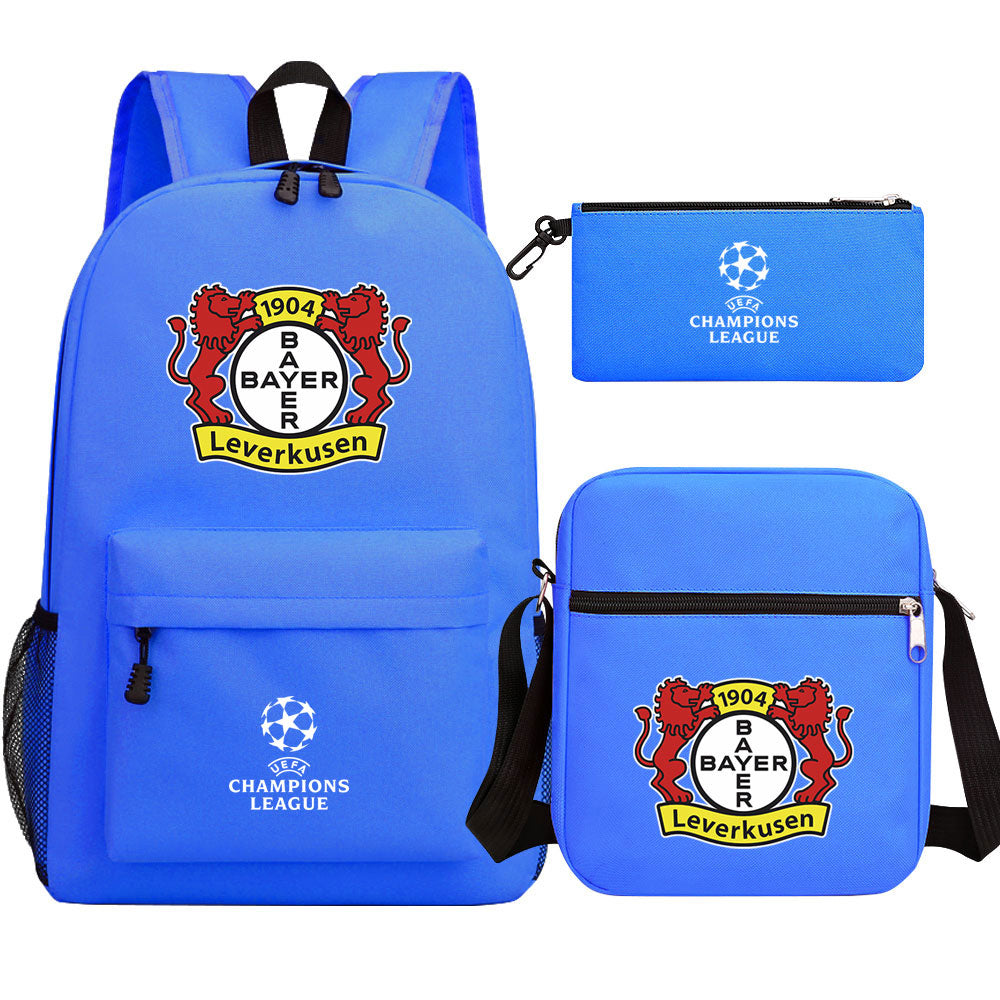 Bayer 04 Leverkusen Football Club Schoolbag Backpack Shoulder Bag Pencil Bag 3pcs set for Kids Students
