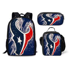 Houston Texans Football Team Backpack Schoolbag Lunch Bag Pencil Bag for Kids Students 3PCS