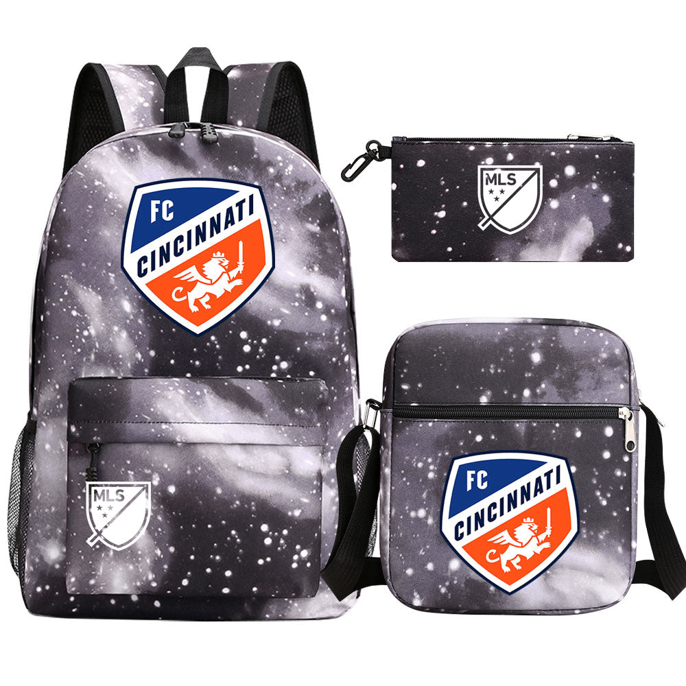 Chicago Fire Soccer 3D Printed Schoolbag Backpack Shoulder Bag Pencil Bag 3pcs set for Kids Students