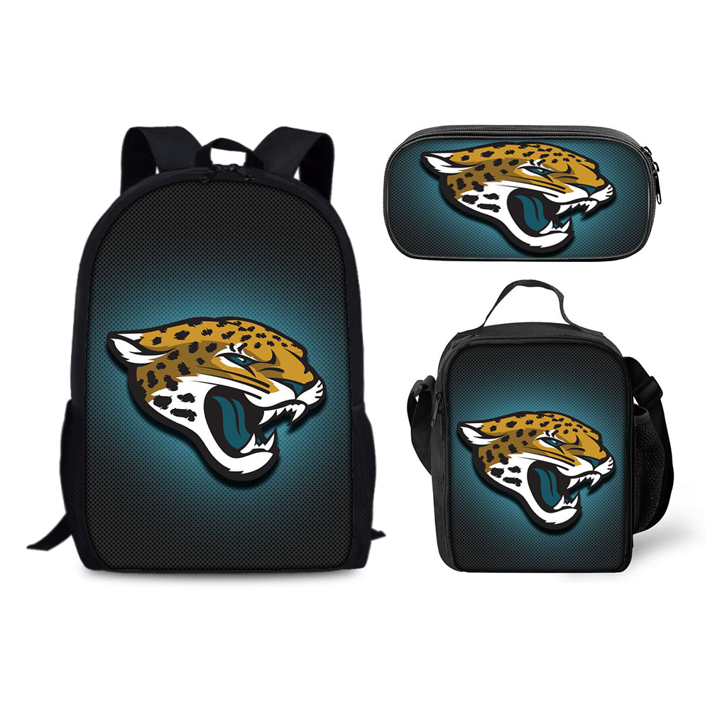 Jacksonville Jaguars Football Team Backpack Schoolbag Lunch Bag Pencil Bag for Kids Students 3PCS