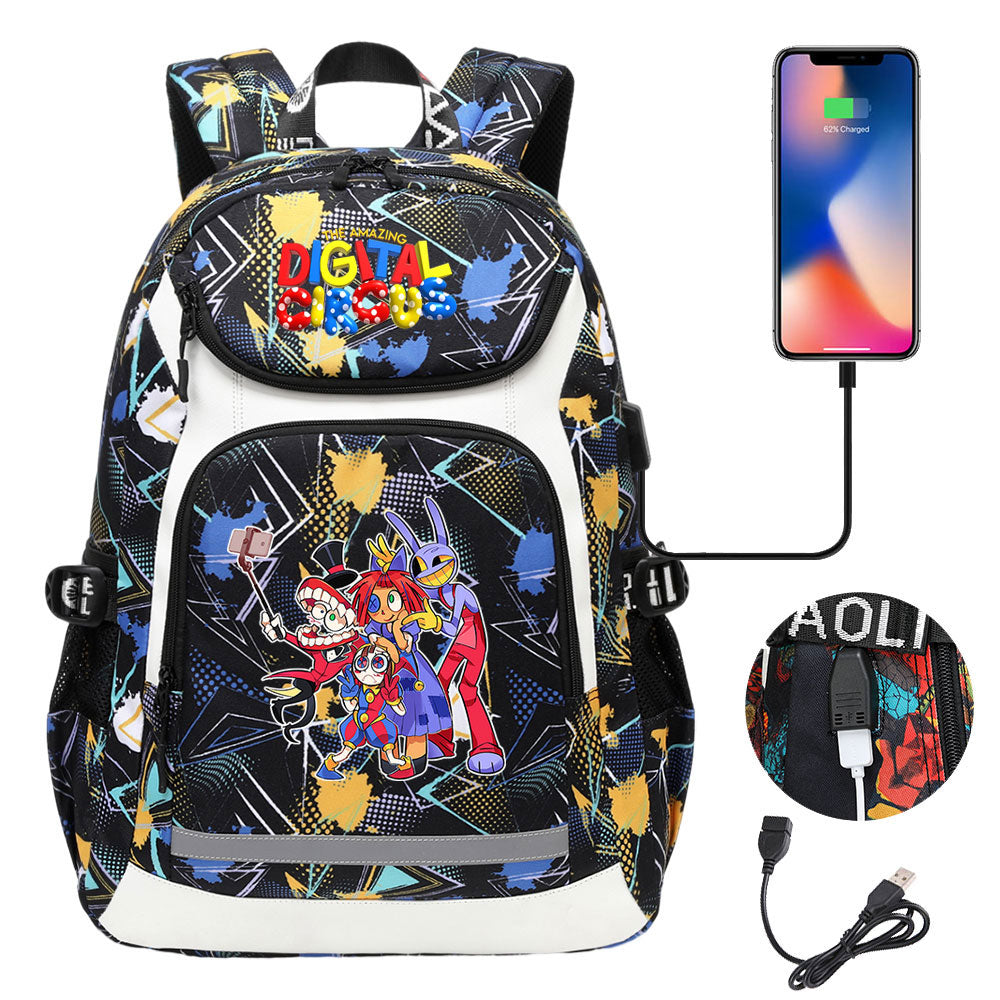 The Amazing Digital Circus USB Charging Backpack School Notebook Travel Bags