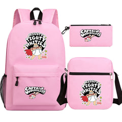 Captain Underpants Printed Schoolbag Backpack Shoulder Bag Pencil Bag 3pcs set for Kids Students