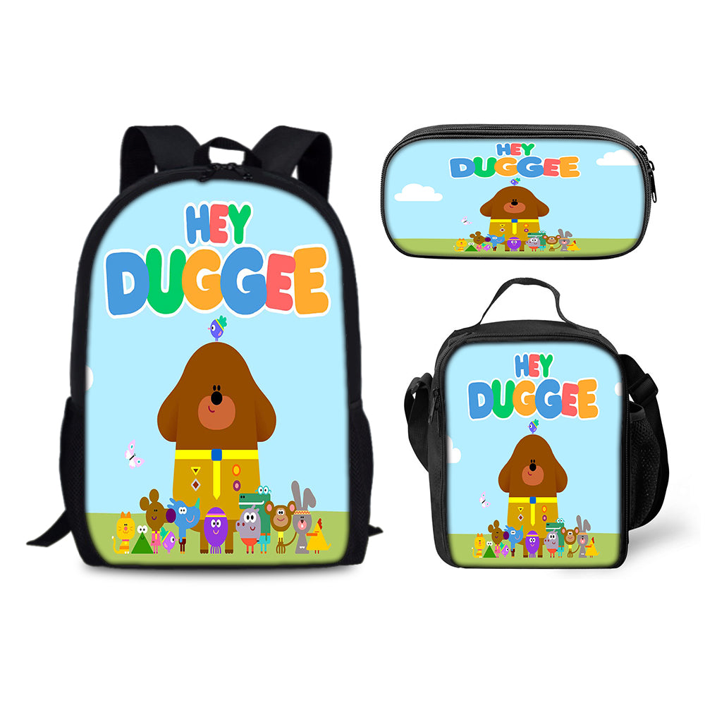 Hey Duggee Backpack Schoolbag Lunch Bag Pencil Bag for Kids Students 3PCS