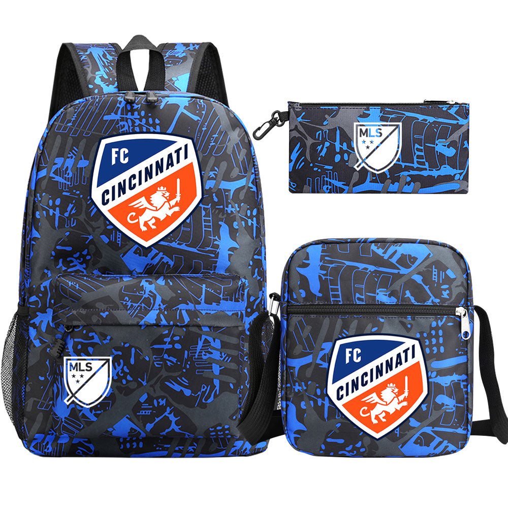 Chicago Fire Soccer 3D Printed Schoolbag Backpack Shoulder Bag Pencil Bag 3pcs set for Kids Students