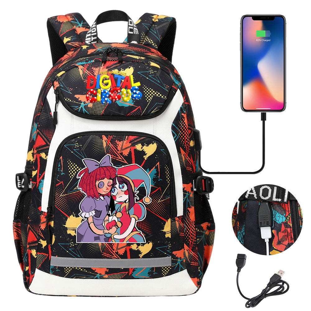 The Amazing Digital Circus USB Charging Backpack School Notebook Travel Bags