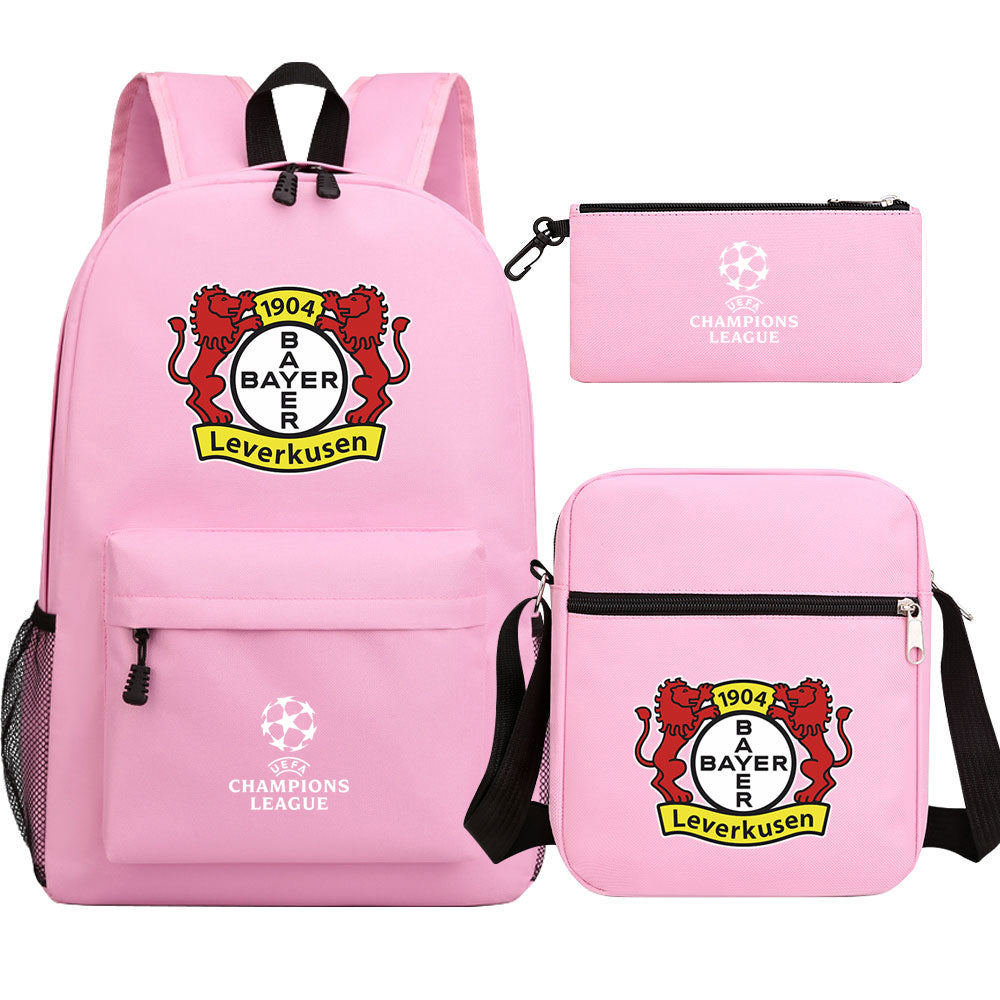 Bayer 04 Leverkusen Football Club Schoolbag Backpack Shoulder Bag Pencil Bag 3pcs set for Kids Students