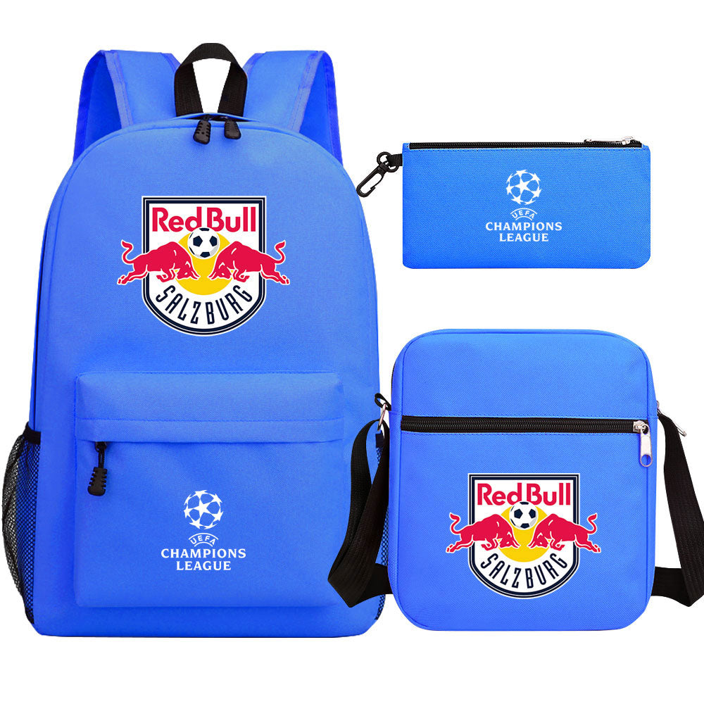 Salzburg Football Club Schoolbag Backpack Shoulder Bag Pencil Bag 3pcs set for Kids Students