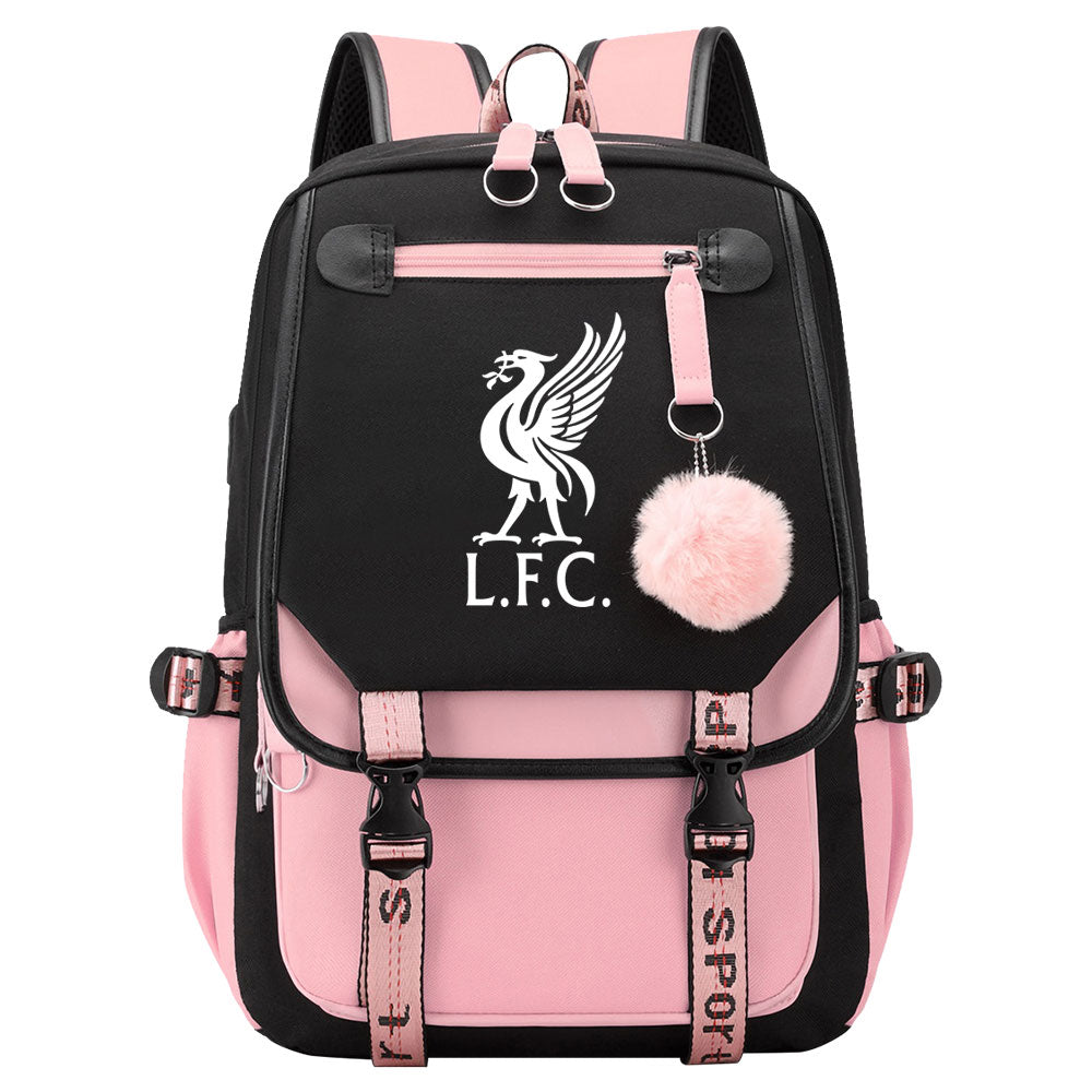 Liverpool Football Club Waterproof Backpack School Notebook Travel Bags USB Charging