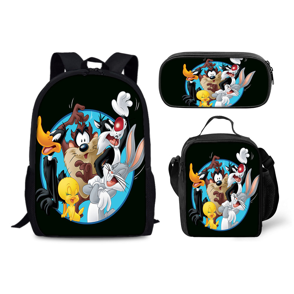 Looney Tunes Backpack Schoolbag Lunch Bag Pencil Bag for Kids Students 3PCS