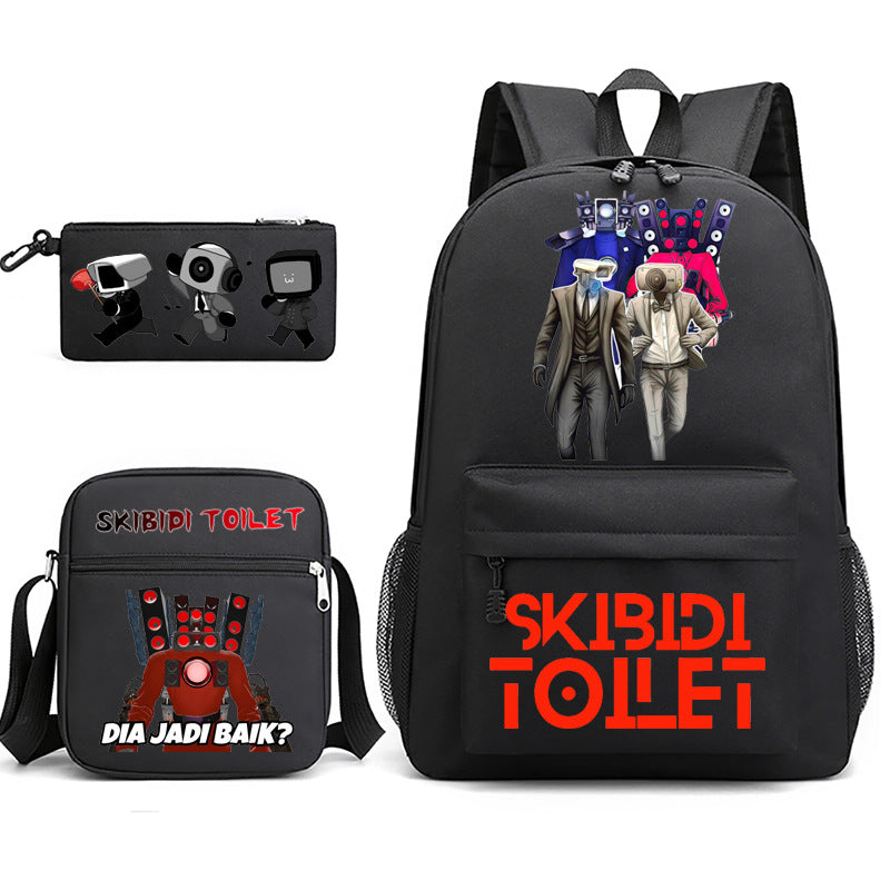 Game Skibidi Toilet Schoolbag Backpack Shoulder Bag Pencil Bag Set Gift for Kids Students