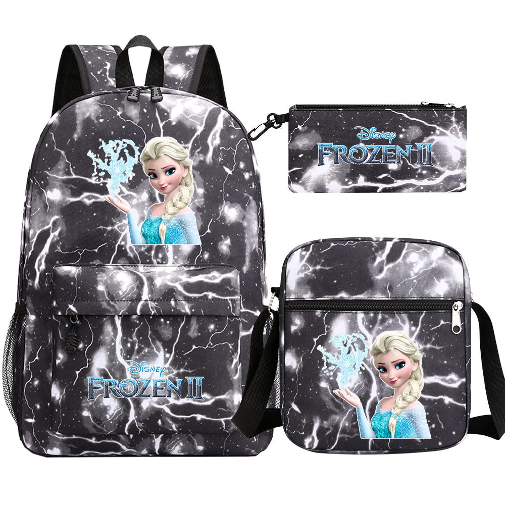 Frozen Elsa Anna Princess  Printed Schoolbag Backpack Shoulder Bag Pencil Bag 3pcs set for Kids Students