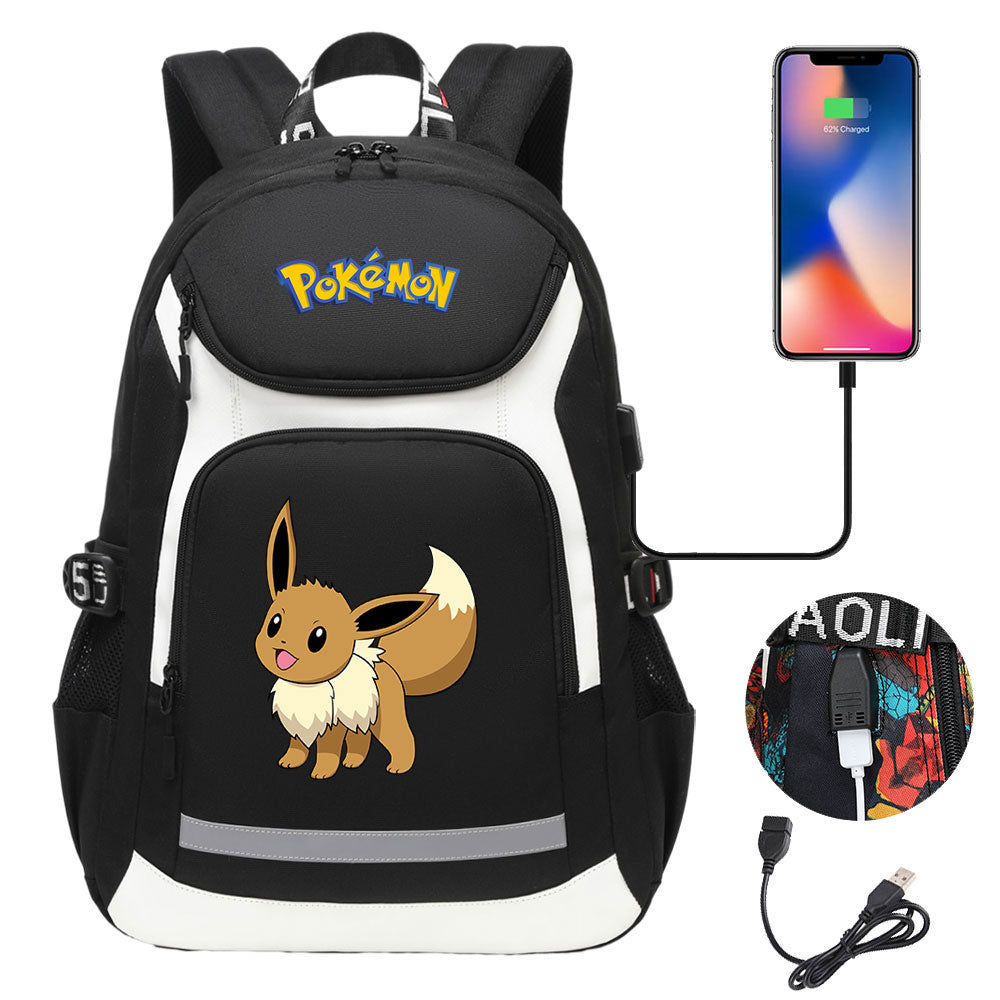 Pikachu USB Charging Backpack School Notebook Travel Bags