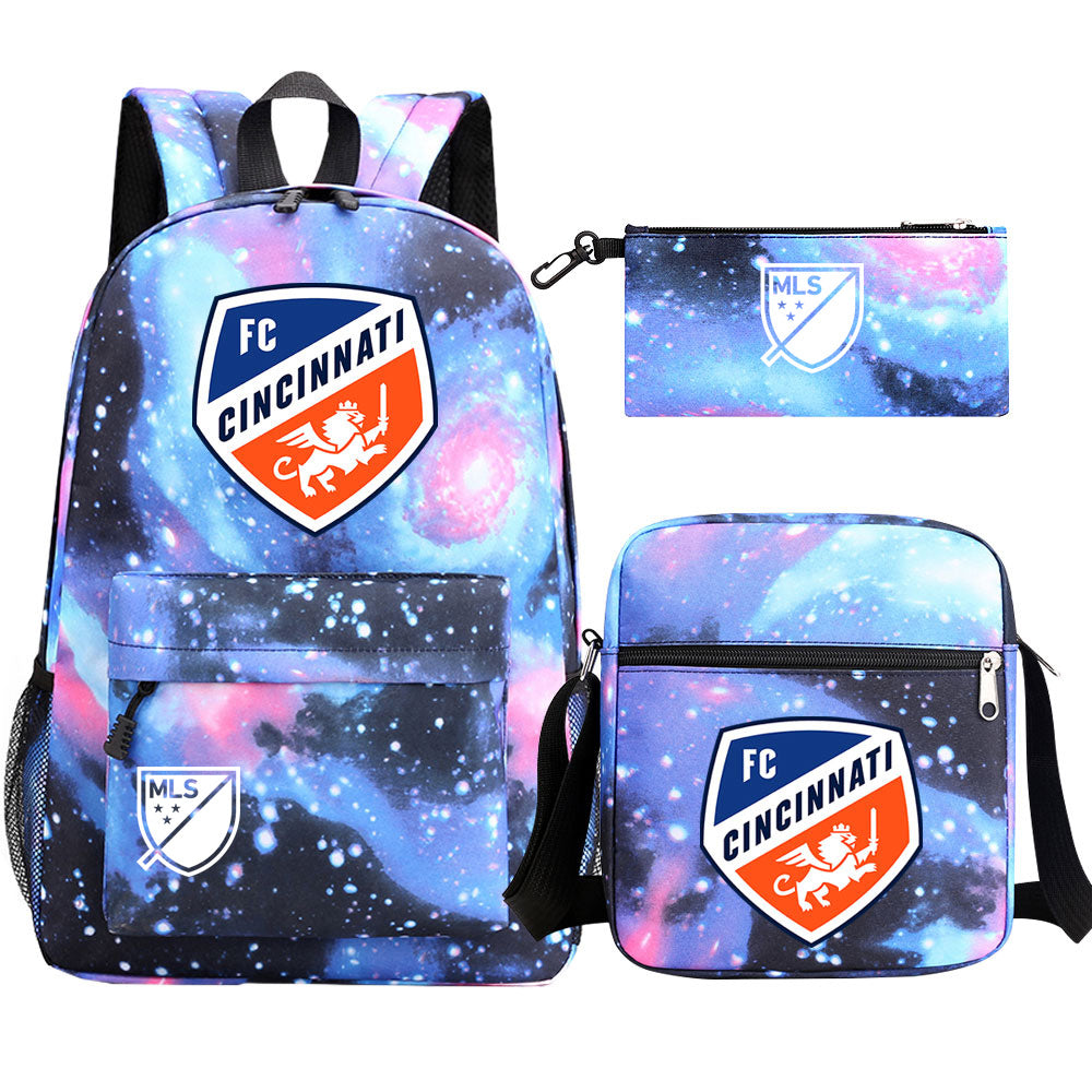 Chicago Fire Soccer 3D Printed Schoolbag Backpack Shoulder Bag Pencil Bag 3pcs set for Kids Students