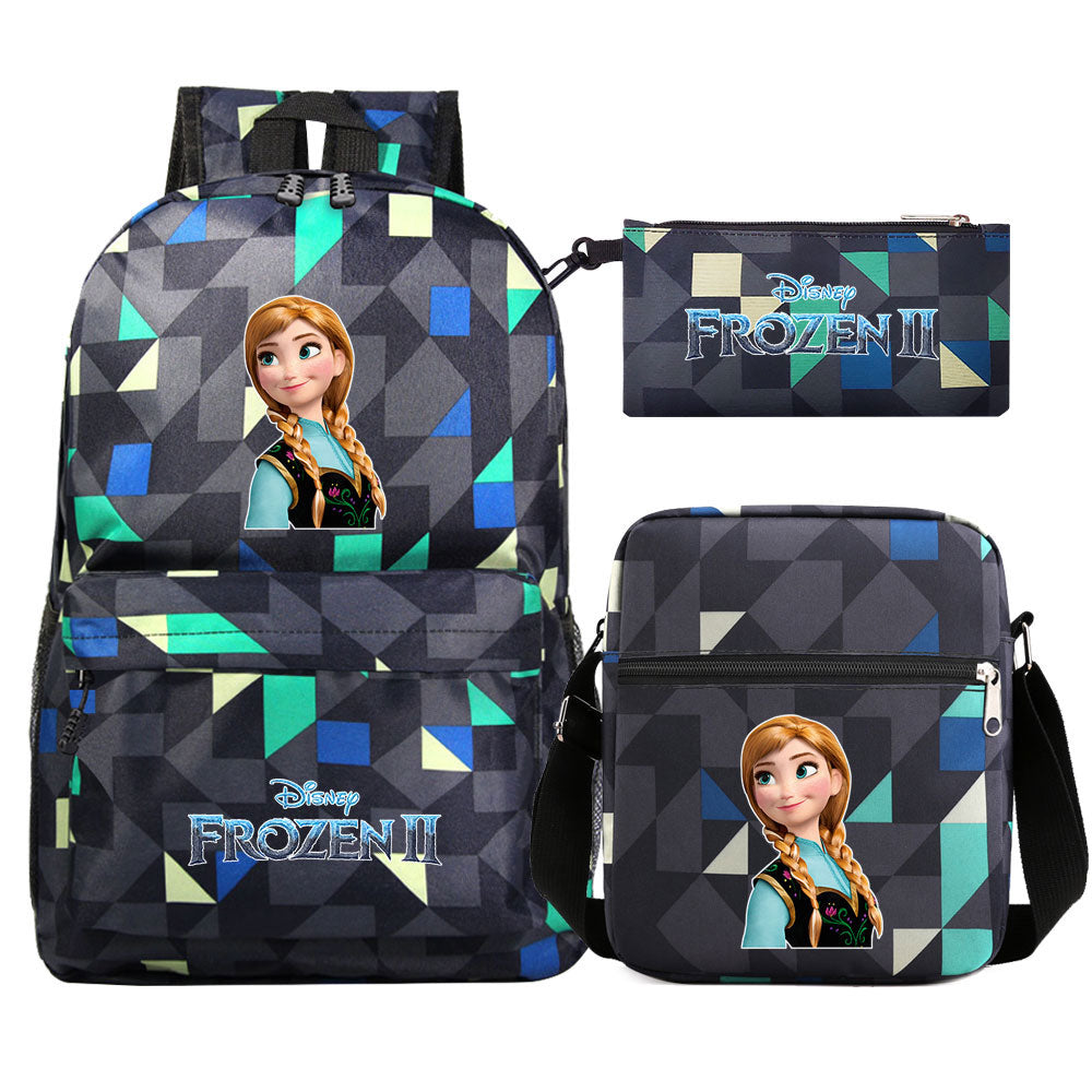 Frozen Elsa Anna Princess  Printed Schoolbag Backpack Shoulder Bag Pencil Bag 3pcs set for Kids Students