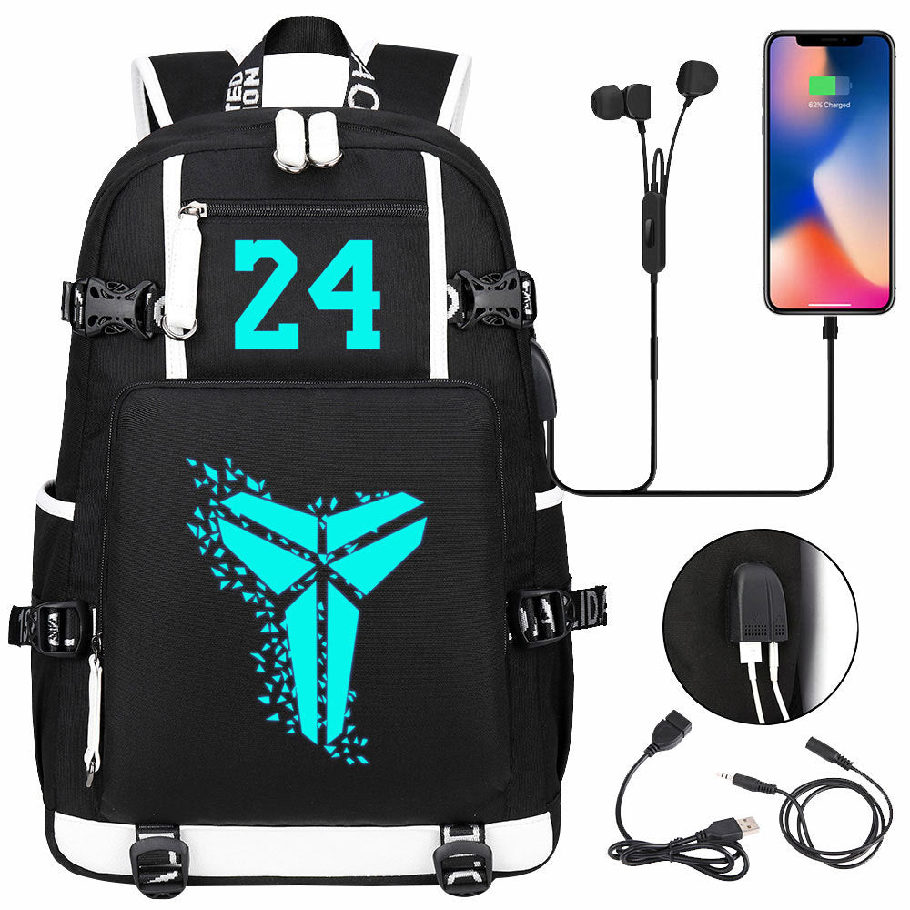 Kobe Black Mamba Curry Bucks Antetokounmpo USB Charging Backpack School Notebook Travel Bags Basketball Bag