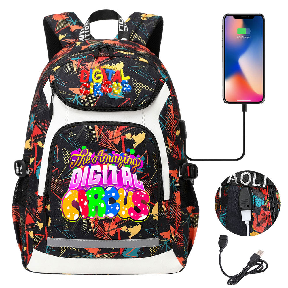 The Amazing Digital Circus USB Charging Backpack School Notebook Travel Bags