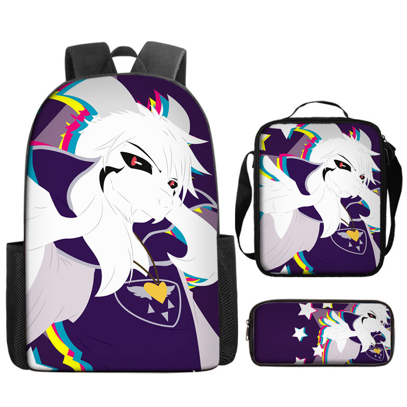 Undertale Full Printed Backpack Schoolbag Travel Notebook Bag Lunch Bag Pencil Bag for Kids Students 3PCS