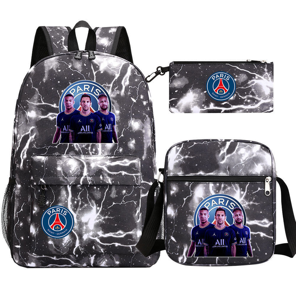 Football Paris Mbappe Schoolbag Backpack Shoulder Bag Pencil Bag Set Gift for Kids Students