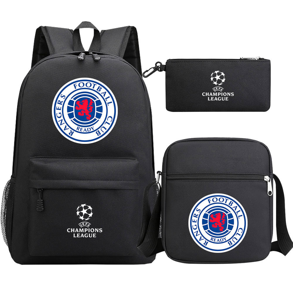 Rangers Football Club Schoolbag Backpack Shoulder Bag Pencil Bag 3pcs set for Kids Students