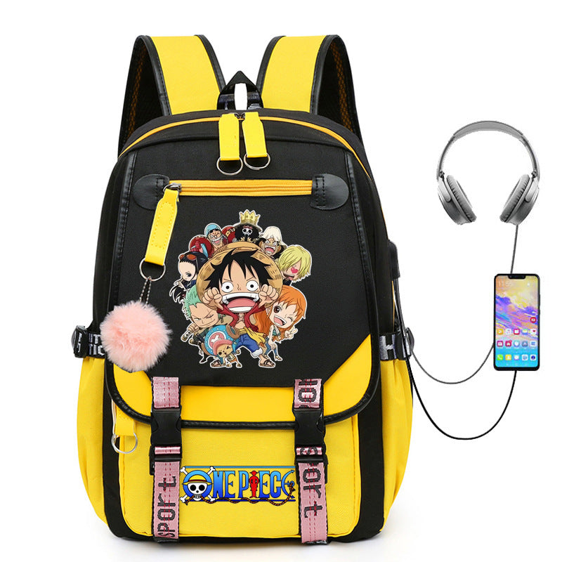 One Piece Waterproof Backpack School Notebook Travel Bags USB Charging