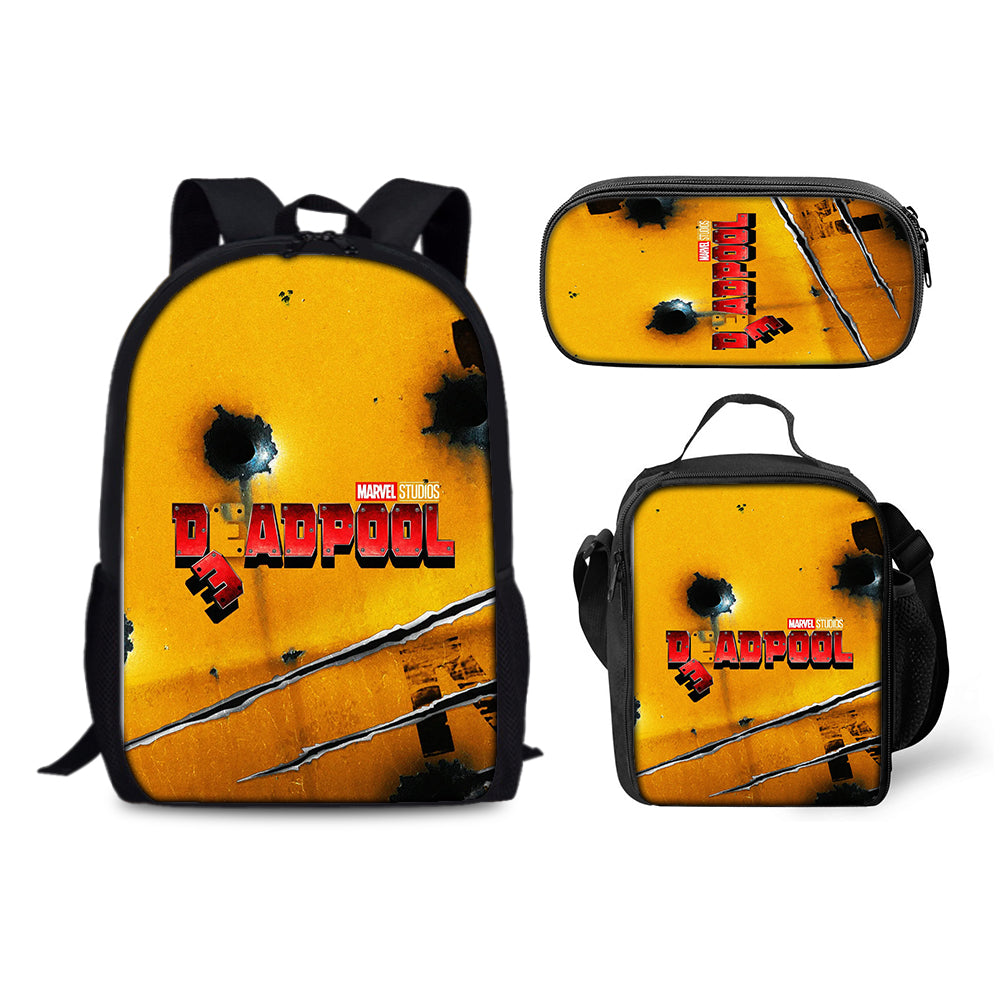 Deadpool and Wolverine Backpack Schoolbag Lunch Bag Pencil Bag for Kids Students 3PCS