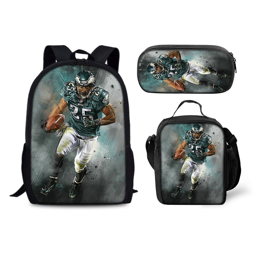 Philadelphia Eagles Football Team Backpack Schoolbag Lunch Bag Pencil Bag for Kids Students 3PCS