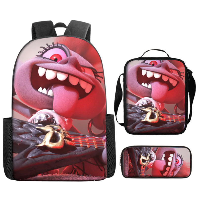 Trolls Full Printed Backpack Schoolbag Travel Notebook Bag Lunch Bag Pencil Bag for Kids Students 3PCS