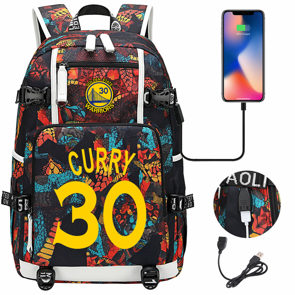 Kobe Black Mamba Curry Bucks USB Charging Backpack School Notebook Travel Bags Basketball Bag