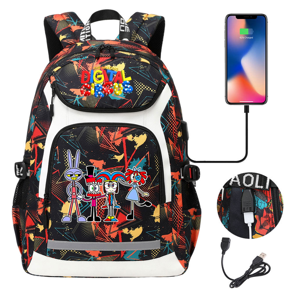 The Amazing Digital Circus USB Charging Backpack School Notebook Travel Bags