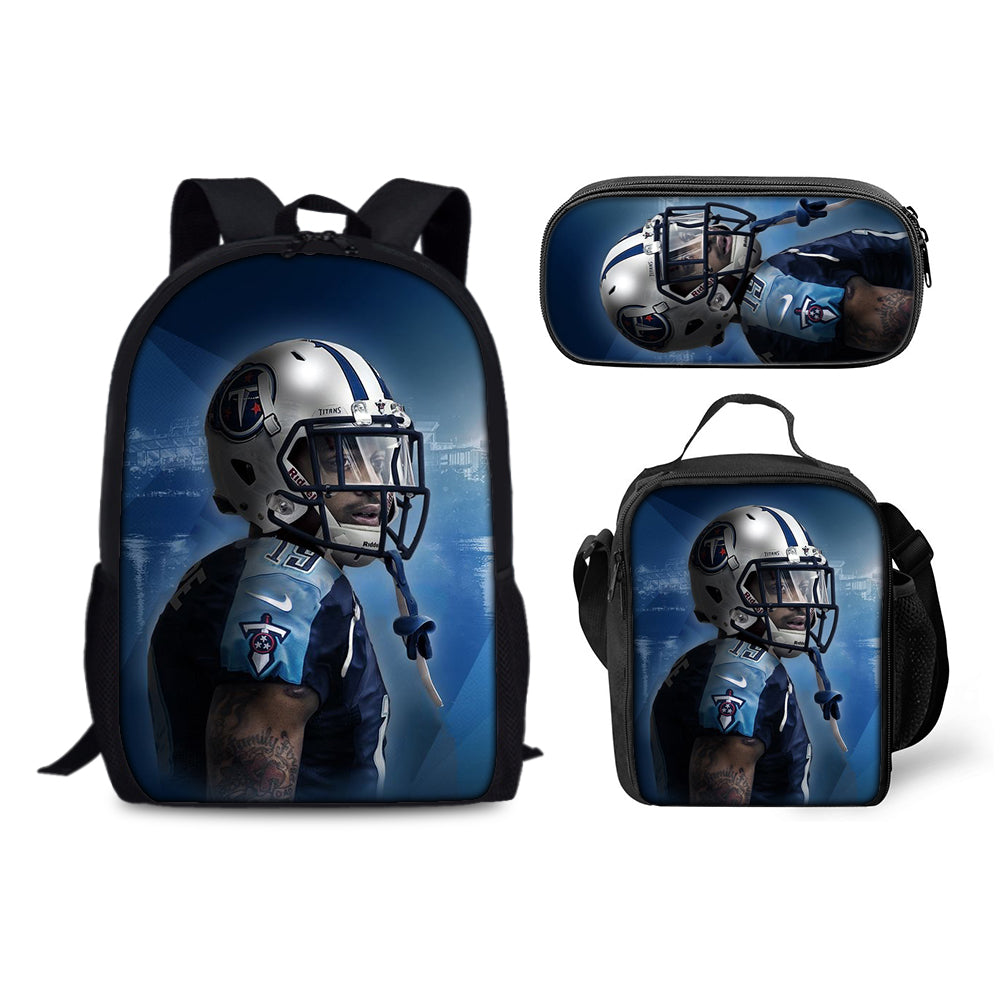 Tennessee Titans Football Team Backpack Schoolbag Lunch Bag Pencil Bag for Kids Students 3PCS