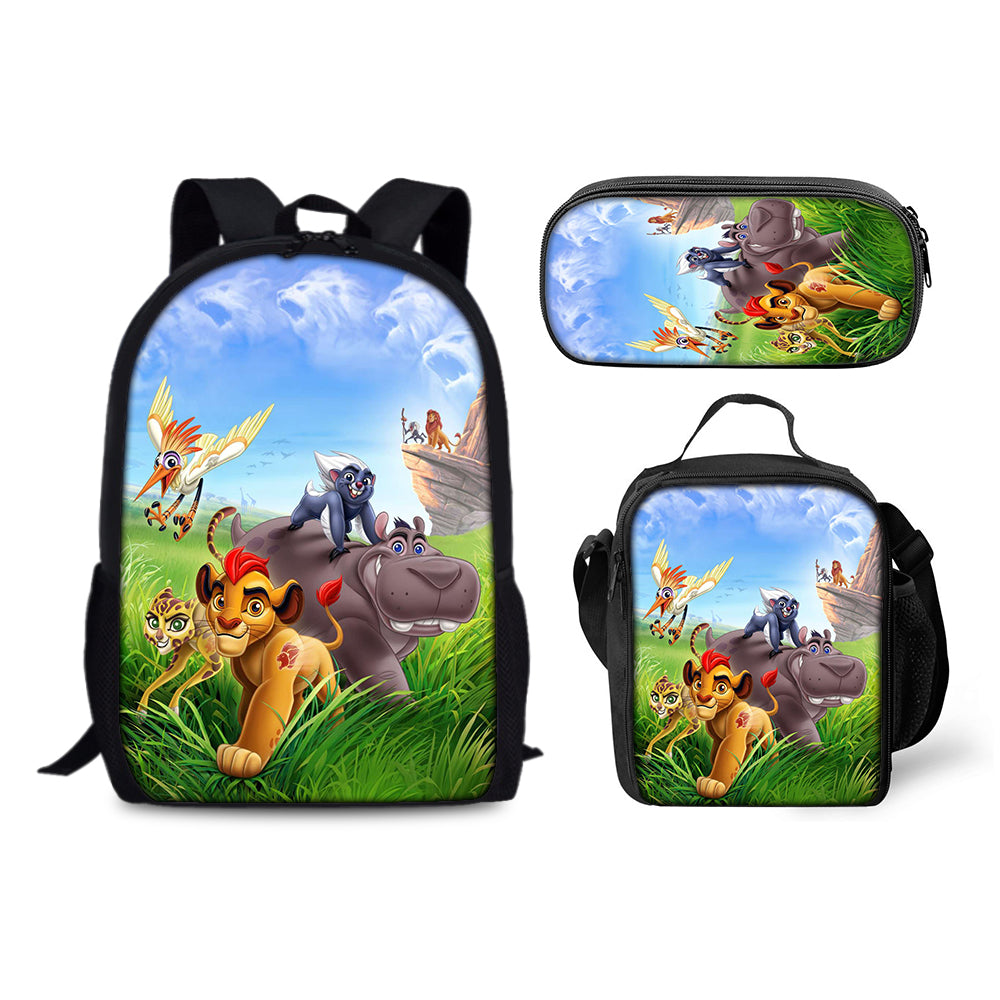 The Lion Guard Backpack Schoolbag Lunch Bag Pencil Bag for Kids Students 3PCS
